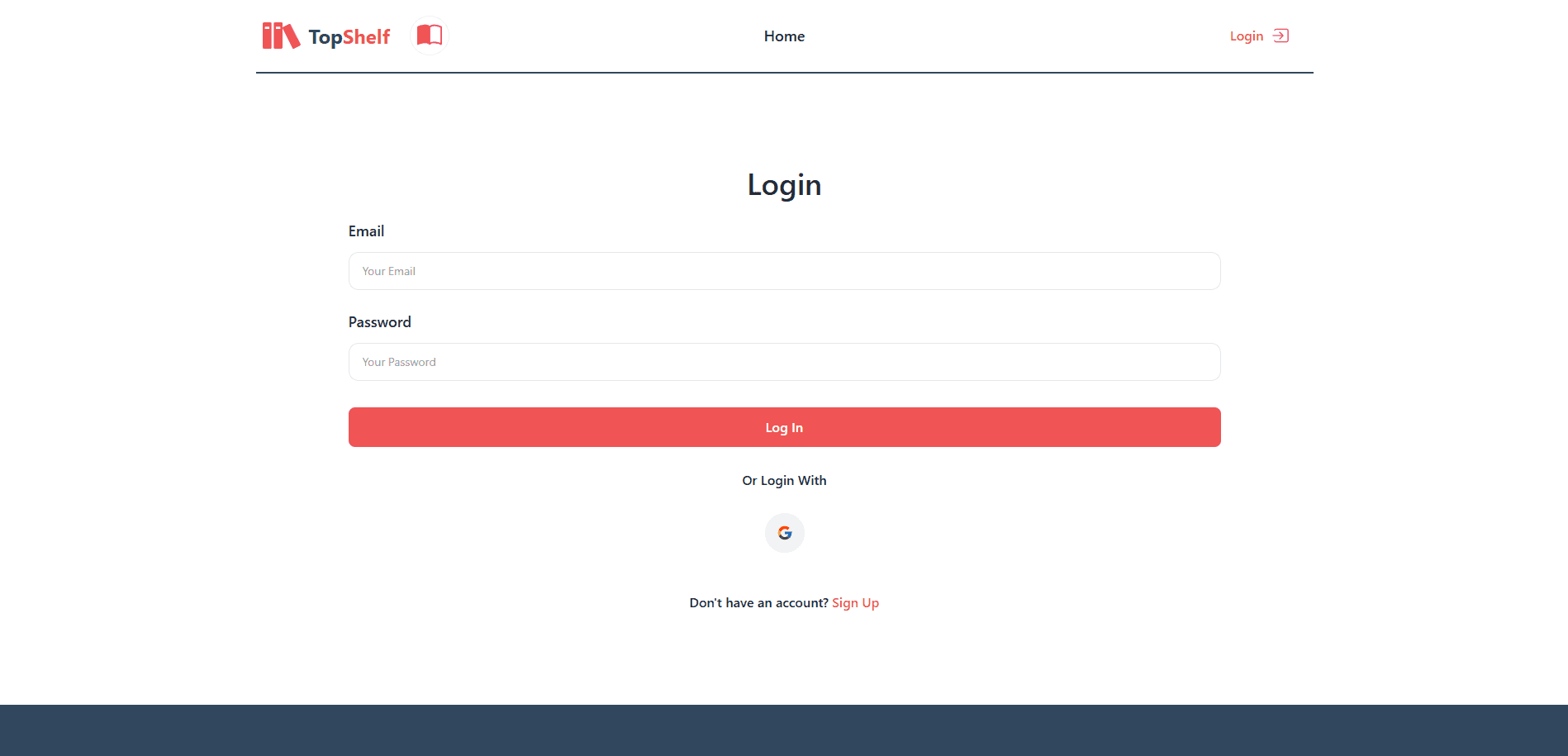 TopShelf - Login Page